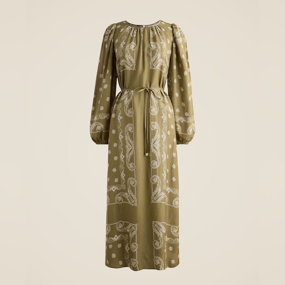 J. Crew Bandana Print Khaki Dress